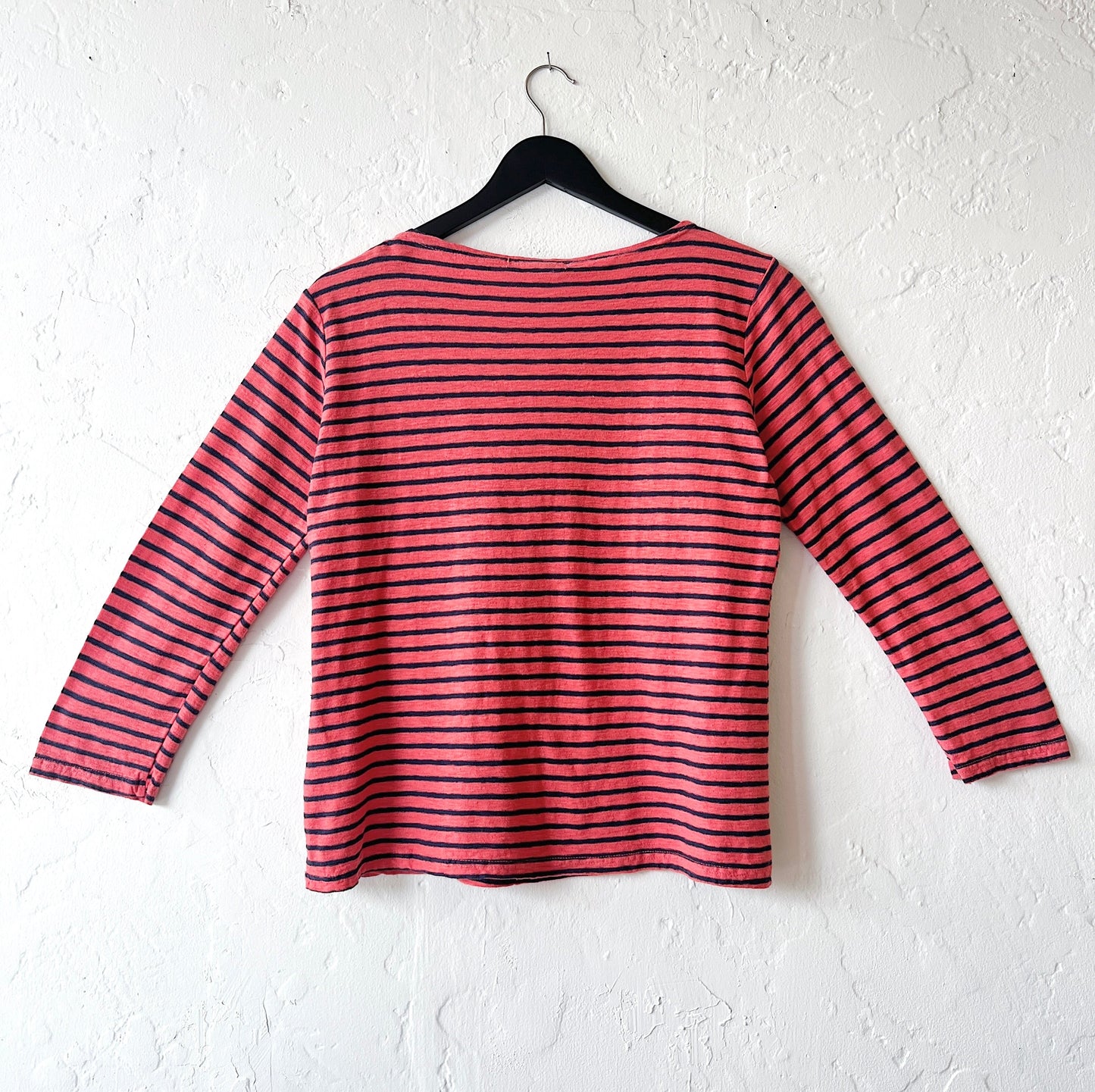 Cut Loose | 3/4 Sleeve Boatneck Top in Harbor Red & Navy Stripe