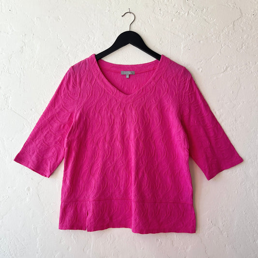 Cascade Cotton Elbow Sleeve Tee in Berry