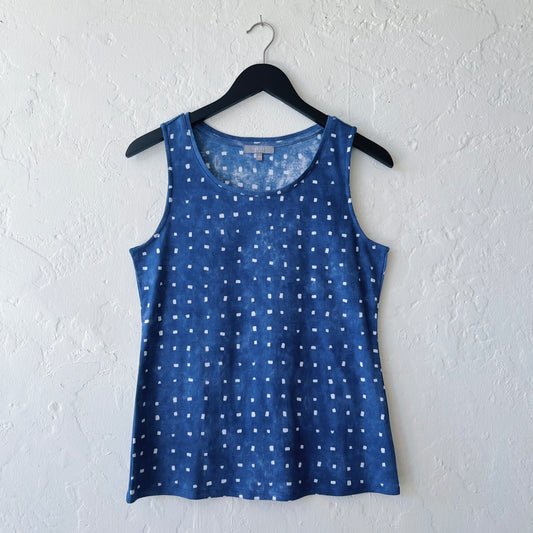 Tie Dye Tiles Layering Tank in Indigo