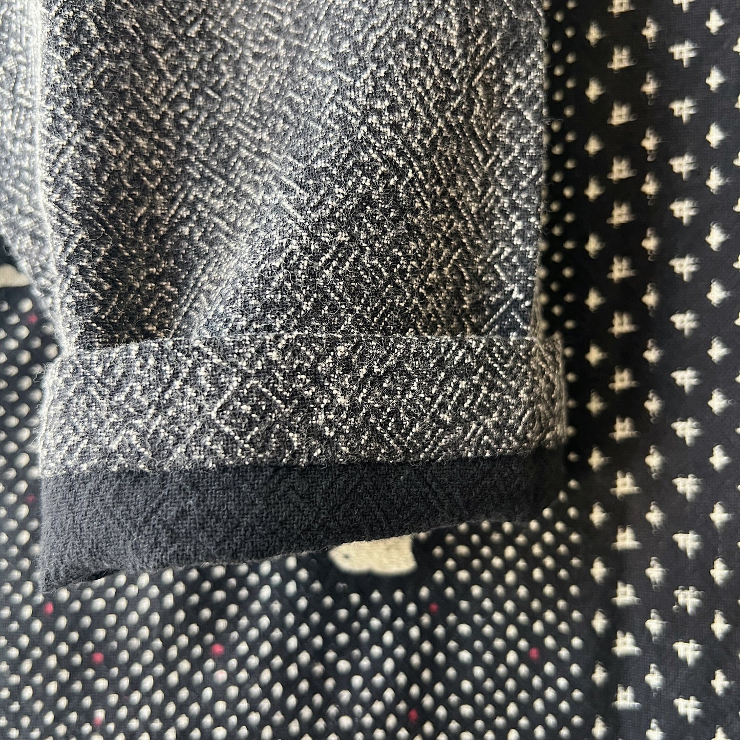 Panel Pullover in Black Sashiko Dot Print