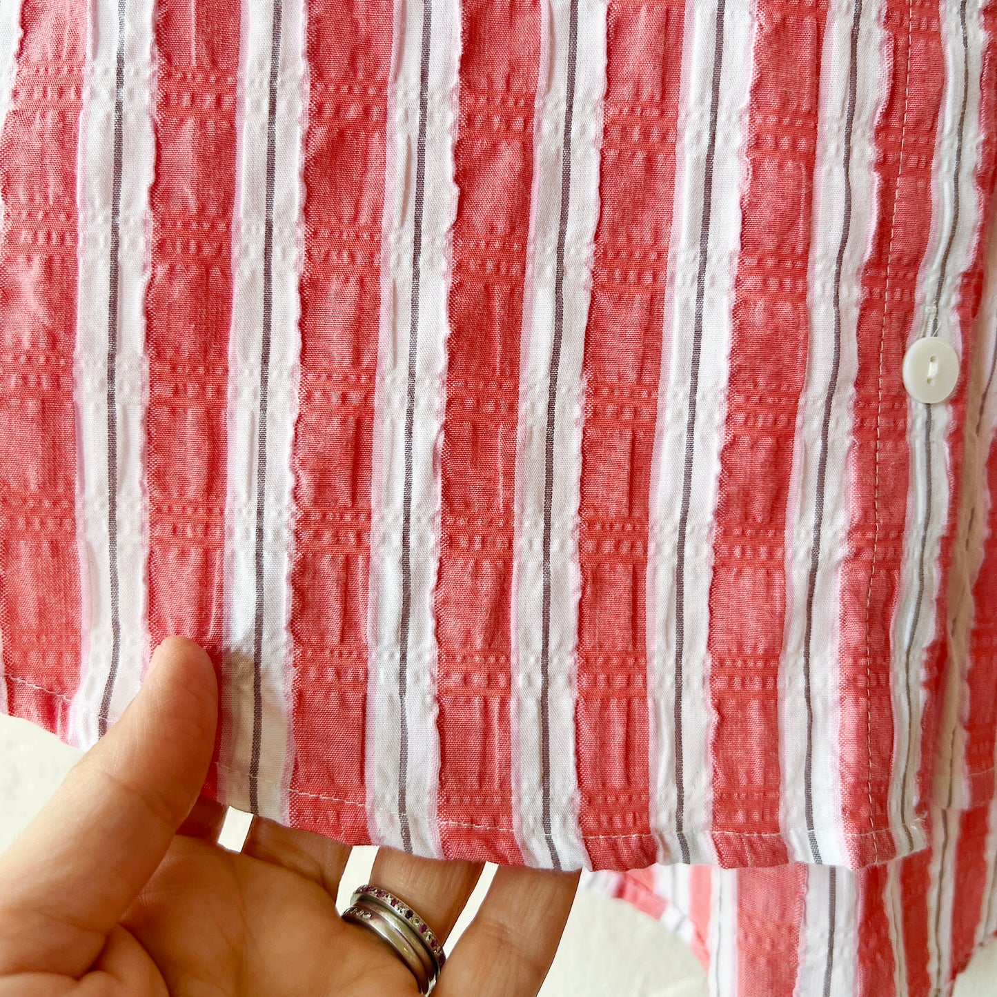Palm Beach Stripe Ribbon Trim Tunic in Papaya